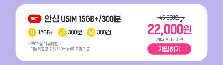SKT 15GB+/300분